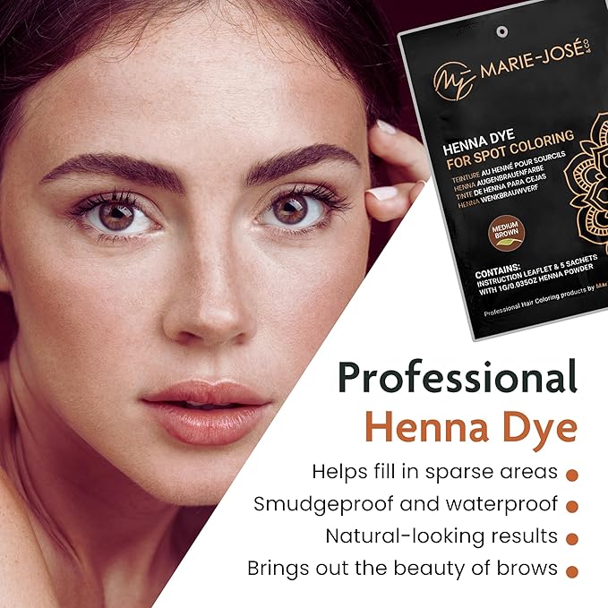 Marie-José & Co Henna Dye Set - Professional Henna Tint for Spot Coloring - Good for 50 Applications (Medium Brown)