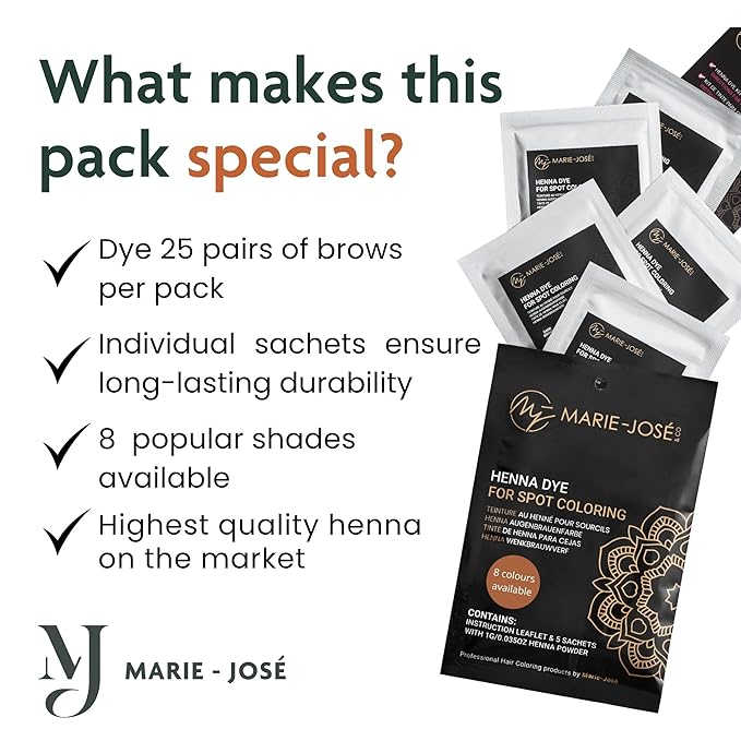 Marie-José Henna Dye - Professional Henna Tint for Spot Coloring - Covers Grey Hair - Root Touch Up - Good for 50 Applications (Chestnut)