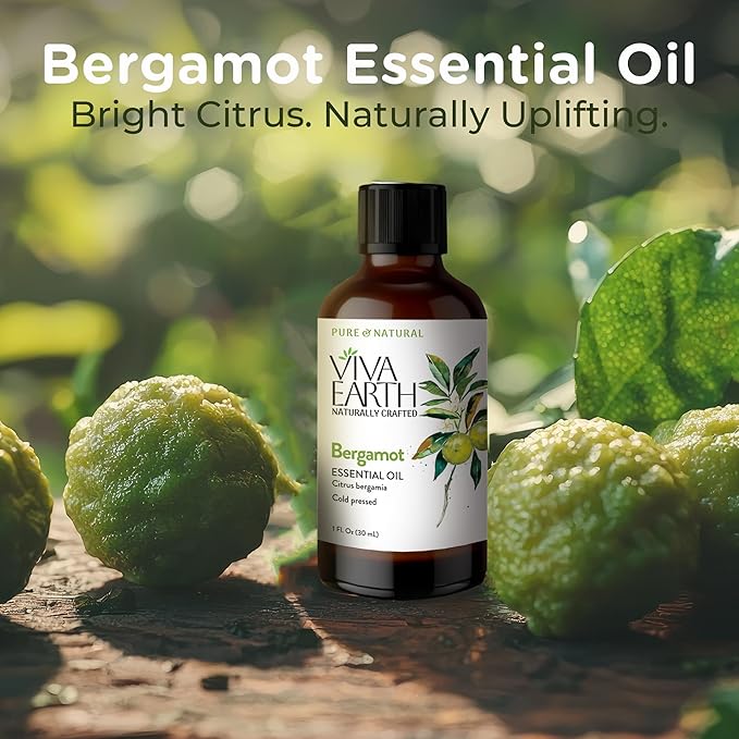 Bergamot Essential Oil – Pure & Natural Citrus Oil for Diffuser, Hair, Face, Skin Care, Aromatherapy, Scalp & Body Massage, Soap & Candle Making – with Dropper, 1 Fl Oz