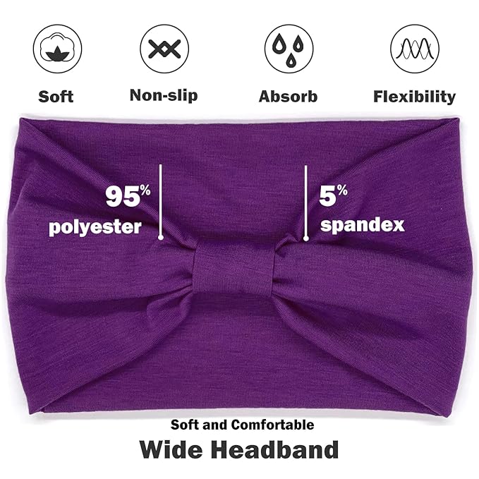 IVARYSS Wide Headbands for Women, Cute Bright Knotted Head Wraps Turbans, Large African Style Head Bands Hair Accessories, 6 Pack