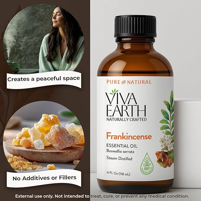 Frankincense Essential Oil – Pure and Natural Boswellia Oil for Diffusers, Skin Care, Hair and Scalp Blends, Massage, Soap and Candle Making, DIY and Home Fragrance – with Dropper, 4 oz