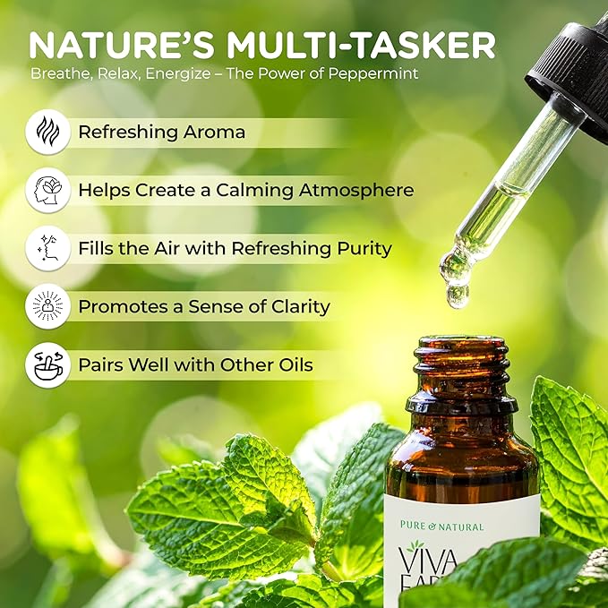 Peppermint Essential Oil – Pure & Natural Mint Oil for Hair & Scalp Oil Blends, Diffuser Recipes, Skin Care, DIY Roll-Ons, Soap & Candle Making, 1 Fl Oz