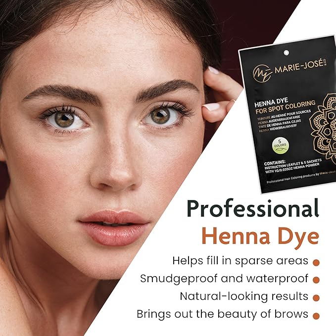 Marie-José Henna Dye - Professional Henna Tint for Spot Coloring - Covers Grey Hair - Root Touch Up - Good for 50 Applications (5 Colors Set)