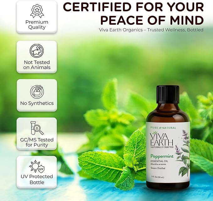 Peppermint Essential Oil – Pure & Natural Mint Oil for Hair & Scalp Oil Blends, Diffuser Recipes, Skin Care, DIY Roll-Ons, Soap & Candle Making, 1 Fl Oz