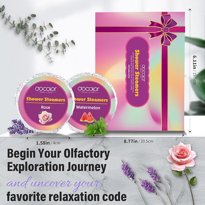 docolor Shower Steamers Aromatherapy 8 Pack Gifts for Women Mother Day Gift Mom Men, Birthday Gifts for Her Stress Relief Home Spa, Lavender Natural Essential Oil Self Care Relaxation Shower Bombs
