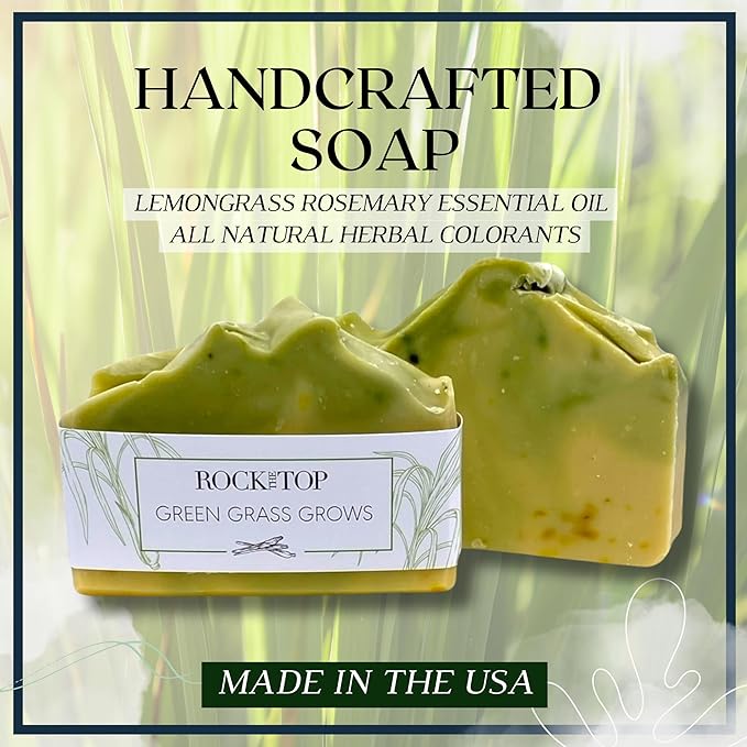 | 6 Lemongrass Rosemary Self Care Gifts for Women, Aromatherapy Epsom Salt Bath Soak, Lavender Soap, Bath Bombs, Bath Salts with Plant Based Loofa Dry Brushing Body Brush Gift