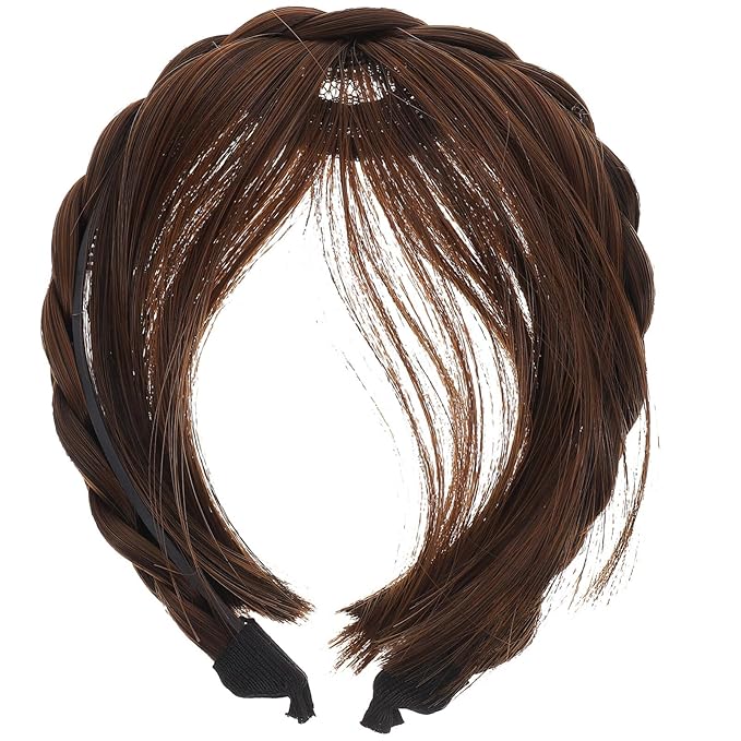 Headband Wig with Front Hair Bangs Synthetic Fringe Hair Extensions for Women Girls Comfortable Adjustable Fit Natural Look