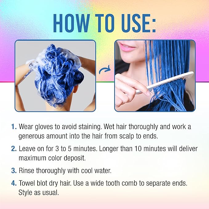 Punky Colour 3-in-1 Color Depositing Conditioner & Hair Cleanser - Bluemania, Semi Permanent Hair Color Conditioner, Long-Lasting Hair-Dye, 8.5 fl oz.