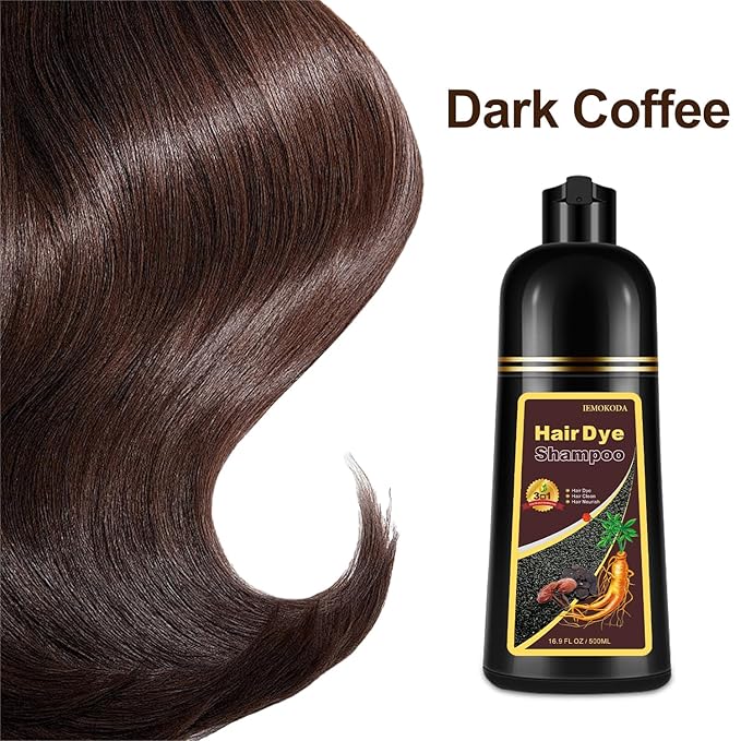 Hair Dye, Hair Dye Shampoo for Women & Men, Color Shampoo Hair Dye 16.12 Fl Oz, Safe and Natural Champu Para Canas (Dark Coffee)