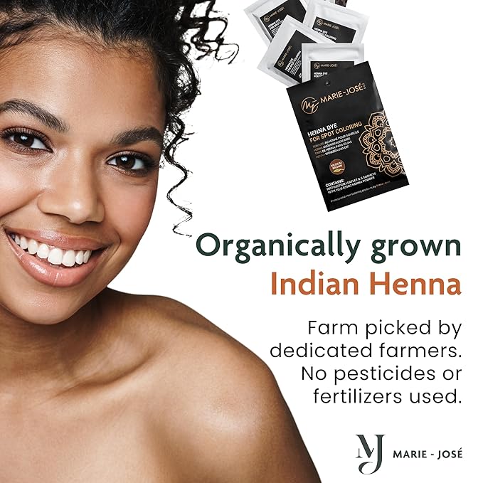Marie-José & Co Henna Dye Set - Professional Henna Tint for Spot Coloring - Good for 50 Applications (Medium Brown)