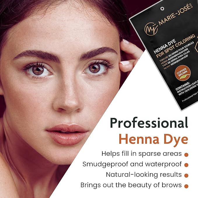 Marie-José Henna Dye - Professional Henna Tint for Spot Coloring - Covers Grey Hair - Root Touch Up - Good for 50 Applications (Copper Brown)