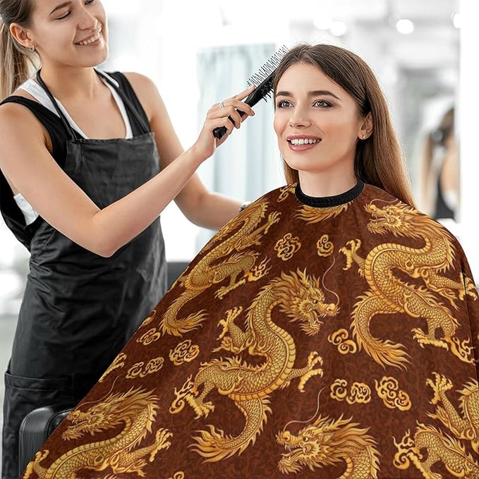 Men Cool Chinese Dragon King Salon Cape, Extra Large Haircut Apron for Hairdressers, Haircut Tools