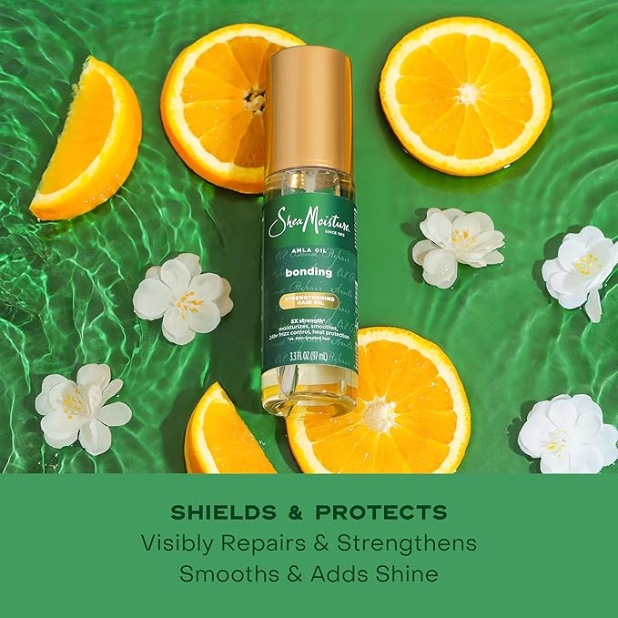 Shea Moisture Bonding Oil Amla Oil To Protect, Strengthen And Smooth Hair With Amla Oil And Fair-Trade Shea Butter With 5X Strength And 24-Hour Frizz & Humidity Control 3.3 Fl Oz