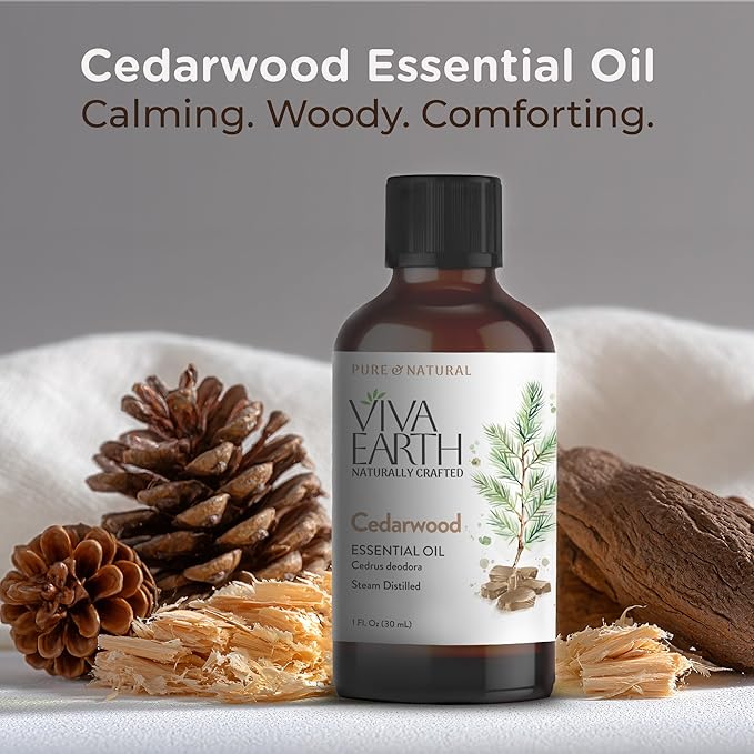 Cedarwood Essential Oil – Pure & Natural Woodsy Oil for Diffuser, Hair, Face, Skin Care, Aromatherapy, Scalp & Body Massage, Soap & Candle Making – with Dropper, 1 Fl Oz
