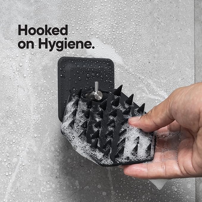 TOOLETRIES Scalp Scrubber & Hook - Silicone Exfoliating Hair Scrubber for Men, Bath & Shower Accessories - Features Silicone-Grip Technology, Removable & Reusable