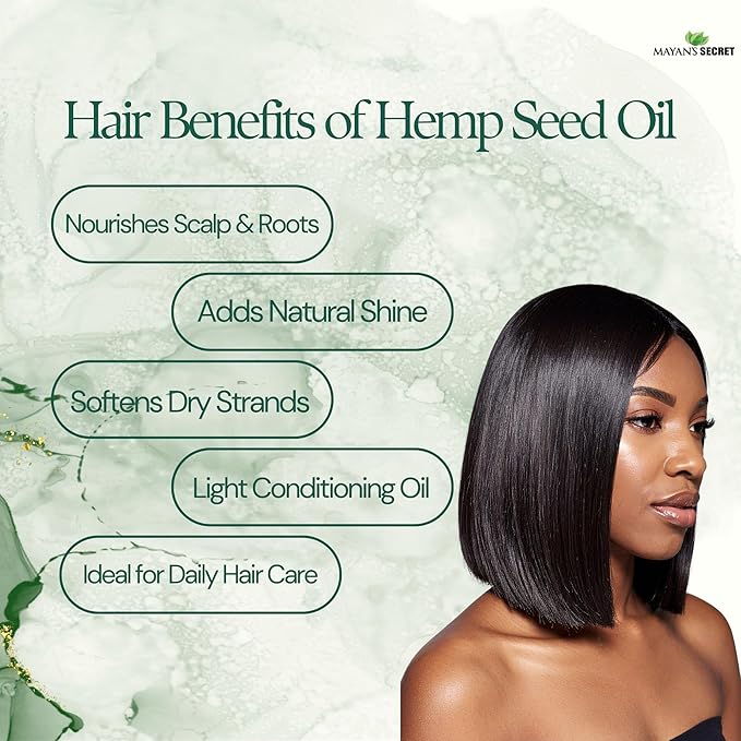 Mayan’s Secret 4fl oz Hemp Seed Oil Organic USDA Certified Glass Bottle with Drpper for Skin Care Hair Care Body Massage