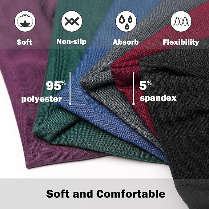 IVARYSS Wide Headbands for Women, Knotted Head Wraps Turbans, Large African Style Head Bands Hair Accessories, 6 Pack (Boho Set2)