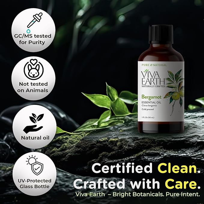 Bergamot Essential Oil – Pure & Natural Citrus Oil for Diffuser, Hair, Face, Skin Care, Aromatherapy, Scalp & Body Massage, Soap & Candle Making – with Dropper, 1 Fl Oz