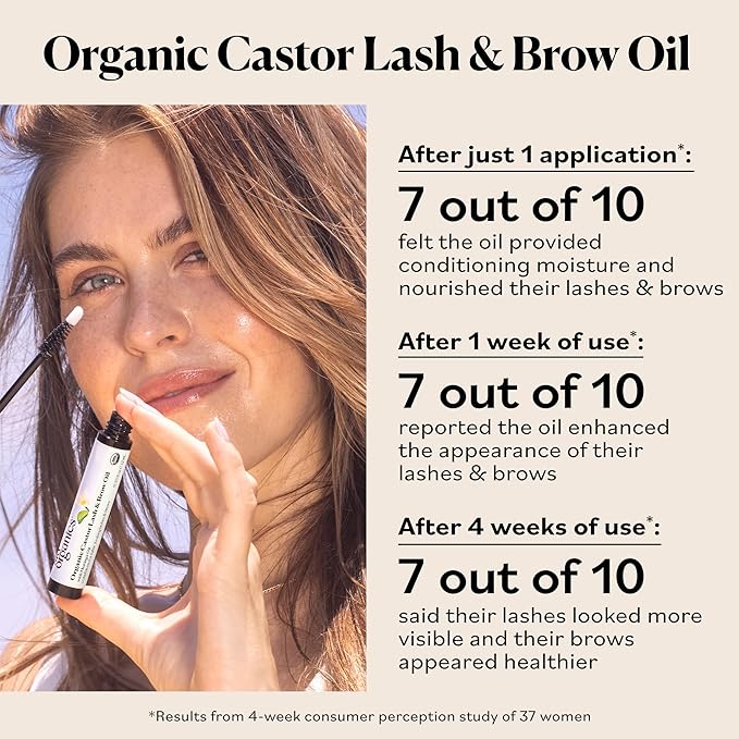 Sky Organics - Organic Lash & Brow & Applicator - Eyelash Serum - Castor Oil Organic - Moringa, Amla, Vitamin E - Lashes, Eyebrows - Hair Oil - Self Care, Beauty - Gifts for Women - .4 fl oz, 12mL