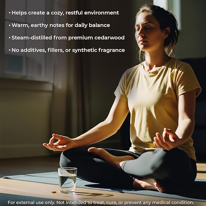 Cedarwood Essential Oil – Pure & Natural Woodsy Oil for Diffuser, Hair, Face, Skin Care, Aromatherapy, Scalp & Body Massage, Soap & Candle Making – with Dropper, 1 Fl Oz