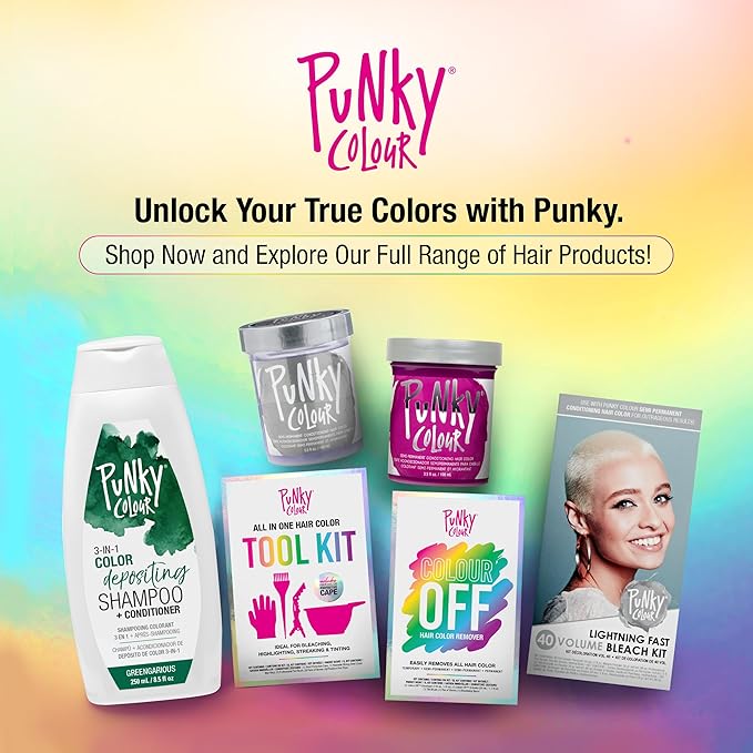Punky Colour 3-in-1 Color Depositing Conditioner & Hair Cleanser - Greengarious, Semi Permanent Hair Color Conditioner, Sulfate-Free Hair-Dye, 8.5 fl oz.