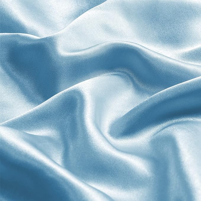 BEDELITE Satin Pillowcase with Zipper, Blue Pillow Cases Queen Size Set of 2, Super Soft and Cooling Similar to Silk Pillow Cases, Gift for Women Men(20x30 Inches)