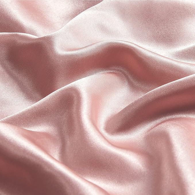 BEDELITE Satin Pillowcase with Zipper, Rose Pink Pillow Cases Queen Size Set of 2, Super Soft and Cooling Similar to Silk Pillow Cases, Gift for Women Men(20x30 Inches)