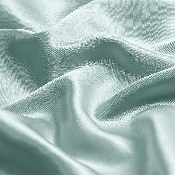 BEDELITE Satin Pillowcase with Zipper, Haze Blue King Size Pillow Cases Set of 2, Super Soft and Cooling Similar to Silk Pillow Cases, Gift for Women Men(20x36 Inches)