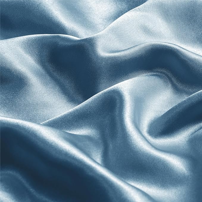 BEDELITE Satin Pillowcase with Zipper, Airy Blue Pillow Cases Queen Size Set of 2, Super Soft and Cooling Similar to Silk Pillow Cases, Gift for Women Men(20x30 Inches)