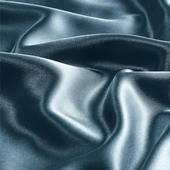 BEDELITE Satin Pillowcase with Zipper, Bluesteel King Size Pillow Cases Set of 2, Super Soft and Cooling Similar to Silk Pillow Cases, Gift for Women Men(20x40 Inches)